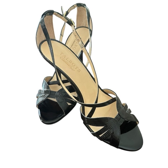 Talbots Black Strappy Leather Heels NEW without box - Picture 1 of 8
